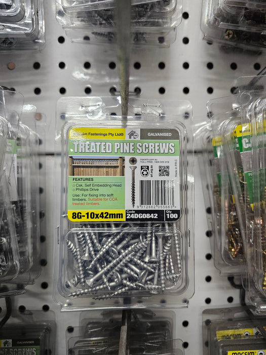 8G - 10x42mm Treated Pine Galvanised Screws