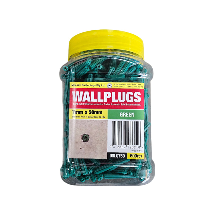 7mm x 50mm Green Wallplug (600pcs)