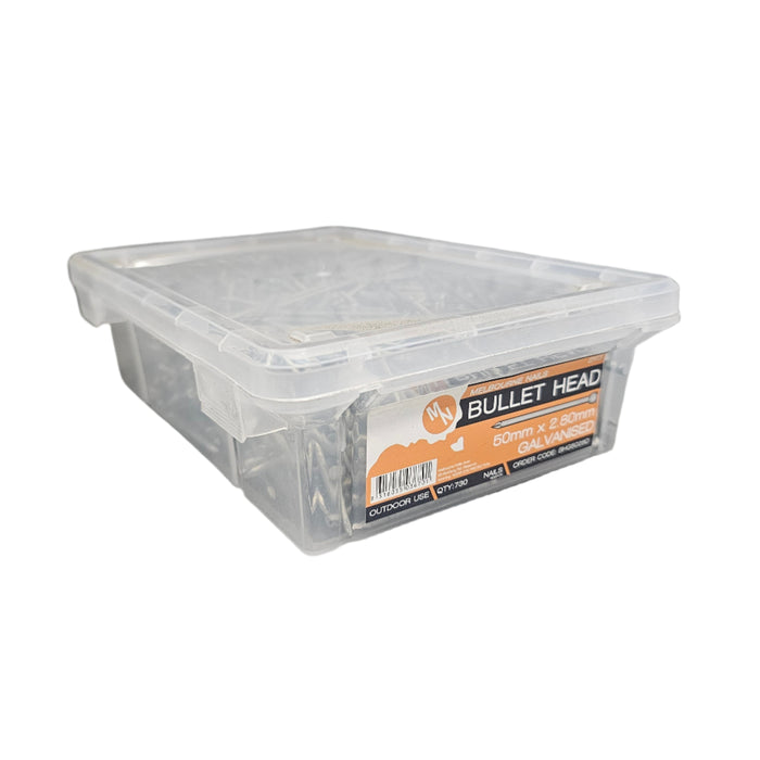 50mm x 2.80mm Bullet Head Nails Galvanised