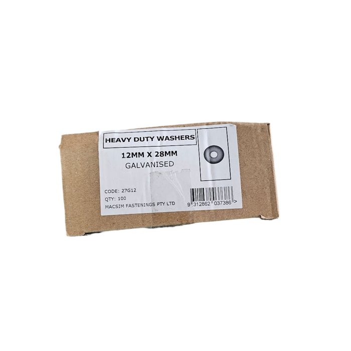 12mm x 28mm x 2mm Galvanised Washers (Box 100)