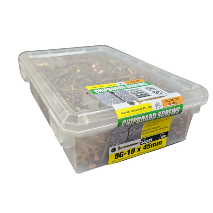 8G - 10x45mm Chipboard Screws ZINC Plated