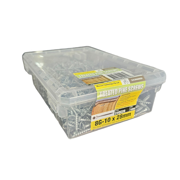 8G - 10x28mm Treated Pine Galvanised Screws