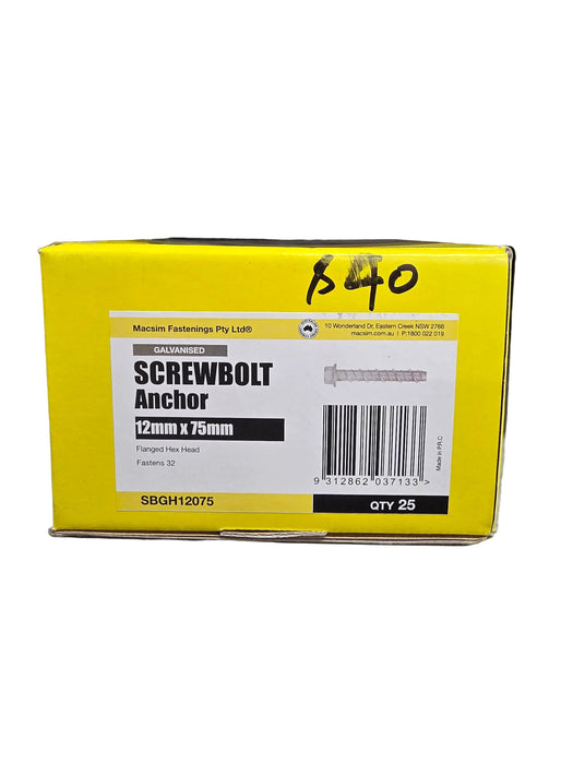 (Hardware) 12mm x 75mm GALV Screwbolt Anchor