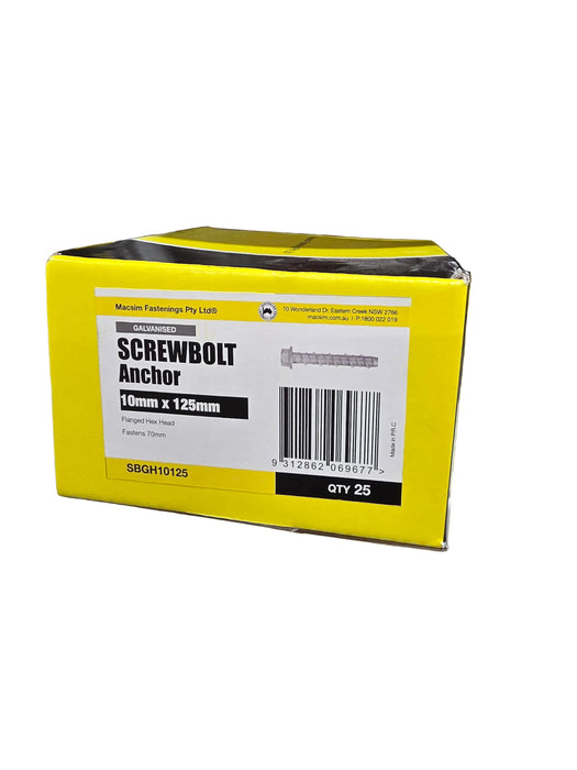 (Hardware) 10mm x 125mm GALV Screwbolt Anchor