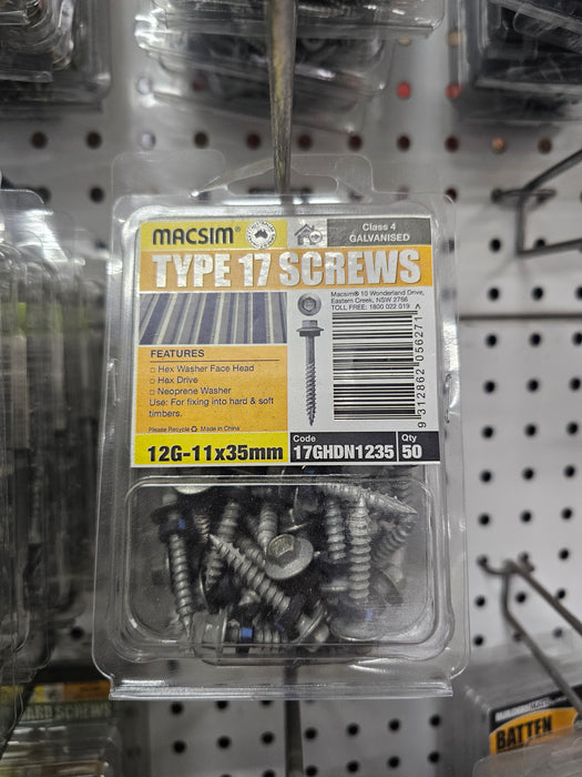 12G - 11x35mm Type 17 Roofing Screws Galvanised